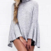 Leisure Turtleneck Long Sleeves Asymmetrical Grey Cotton Shirts