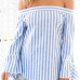 Trendy Bateau Neck Long Sleeves Striped Blue Cotton Blends Shirts