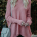  Euramerican Round Neck Asymmetrical Pink Acrylic  Sweaters