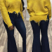  Euramerican V Neck Irregular Hems Yellow Wool Sweaters