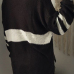  Euramerican V Neck Long Sleeves Patchwork Black Wool Sweaters