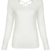  Sexy V Neck Hollow-out White Knitting Pullovers