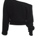  Trendy  Dew Shoulder Long Sleeves Black Wool Sweaters