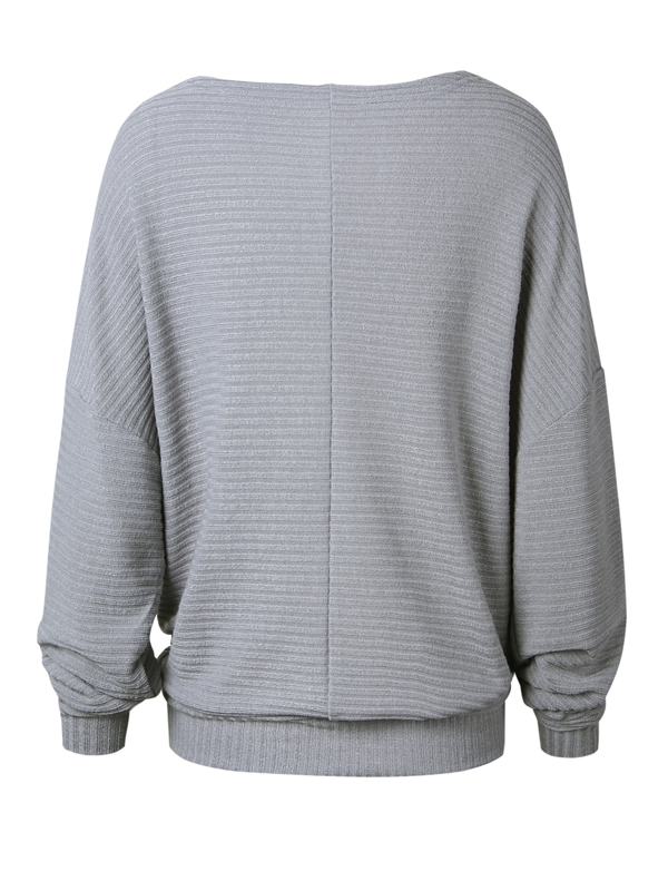 Euramerican Round Neck Long Sleeves Grey Cotton Sweaters