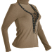 Sexy Deep V Neck Hollow-out Khaki Knitting Sweaters