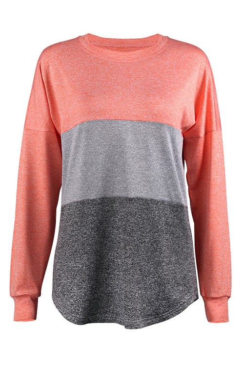  Color Splicing Long Sleeves Casual T-shirt