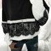  Fashionable Round Neck Lace Patchwork Black Polyester T-shirt