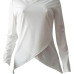  Leisure Round Neck Long Sleeves Asymmetrical White Polyester T-shirt