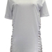 Leisure Round Neck Short Sleeves Hollow-out White Blending T-shirt