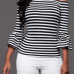 Trendy Bateau Neck Striped White Polyester T-shirt