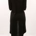 Leisure Round Neck Long Sleeves Asymmetrical Black Blending T-shirt
