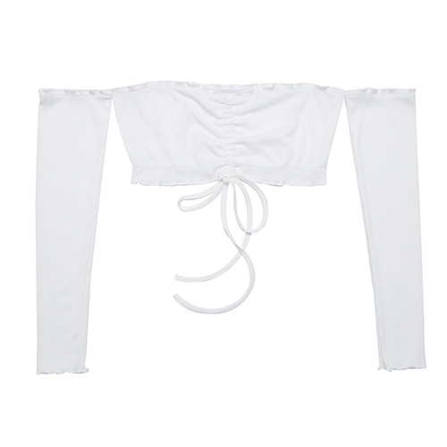 Sexy Dew Shoulder Lace-up White Cotton T-shirt