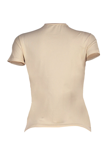 Sexy Round Neck Short Sleeves Hollow-out Apricot Qmilch T-shirt