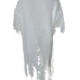 Trendy Round Neck Short Sleeves Tassel Design White knitting Shirt