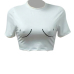 eisure Round Neck Short Sleeves Printed White Milk Fiber T-shirt