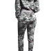 Euramerican Hooded Collar Printed Patchwork Grey Qmilch Two-piece Pants Set