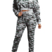  Euramerican Hooded Collar Printed Patchwork Grey Qmilch Two-piece Pants Set