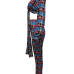  Fashion Round Neck Knot Design Printed Multi Qmilch Two-Piece Pants Set