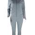 Leisure Hooded Collar Patchwork Grey Cotton Two-Piece Pants Set