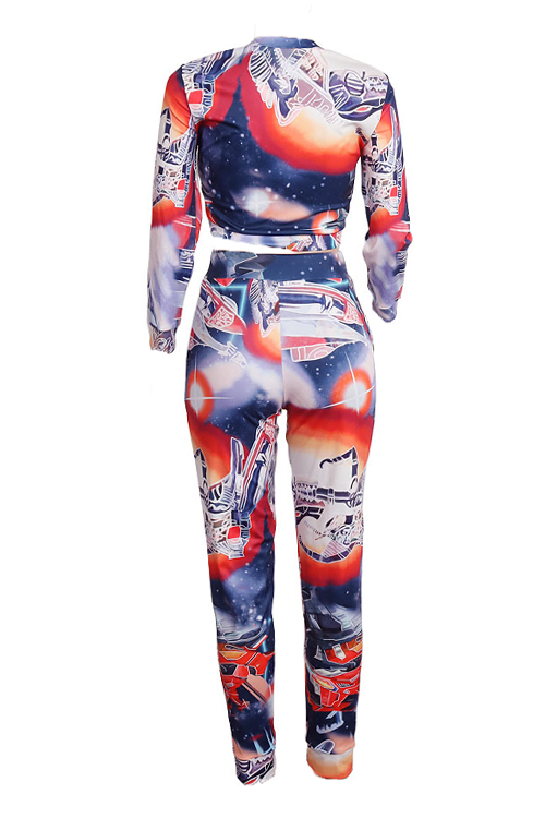  Leisure Printed Polyester Two-piece Pants Set