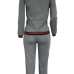  Leisure Turndown Collar Zipper Design Grey Knitting Two-piece Pants Set