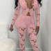  Sexy Deep V Neck Hollow-out Pink Bud SilkTwo-piece Pants Set