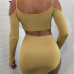  Sexy Dew Shoulder Irregular Hems Yellow Cotton Two-piece Skirt Set