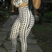  Sexy Halter Neck Backless Geometric Printed Multi Qmilch Two-Piece Pants Set