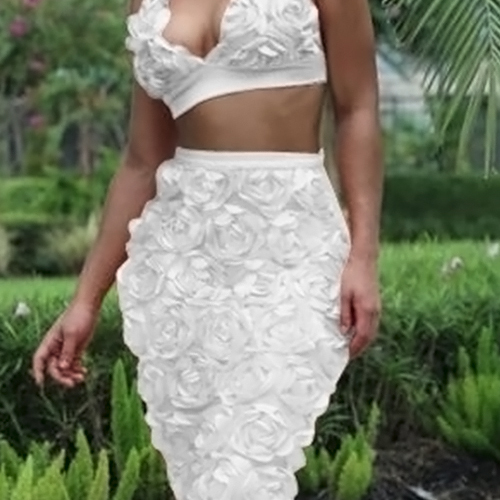 white silk two piece set