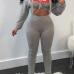  Sexy Hooded Collar Letters Printed Grey Polyester Two-piece Pants Set