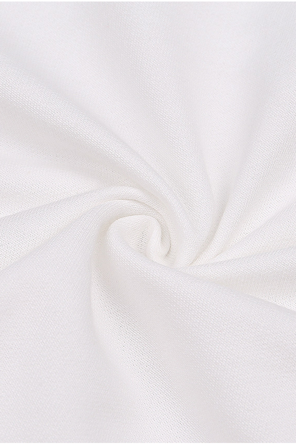  Sexy Round Neck Long Sleeves White Cotton Two-piece Skirt Set