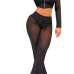  Sexy See-Through Black Polyester Two-piece Pants Set