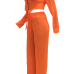  Sexy See-Through Orange Polyester Two-piece Pants Set