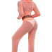  Sexy See-Through Pink Polyester Two-piece Pants Set