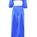  Sexy Strapless High Slit Blue Qmilch Two-piece Pants Set