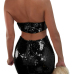  Sexy Strapless Hollow-out Black Polyester Two-piece Skirt Set(Without Coat)