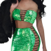  Sexy Strapless Hollow-out Green Polyester Two-piece Skirt Set(Without Coat)