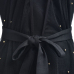  Sexy U Neck See-Through Black Linen Mid Calf Dress(With Coat)