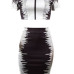  Stylish Round Neck Black-white Printed Polyester Two-piece Skirt Set