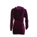  Stylish Turndown Collar Long Sleeves Patchwork Purple Polyester Two-piece Skirt Set