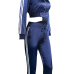  Trendy Mandarin Collar Long Sleeves Zipper Design Blue Polyester Two-piece Pants Set