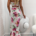 Charming Dew Shoulder Floral Print White Polyester Two-piece Skirt Set