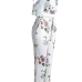 Charming V Neck Sleeveless Printed White Milk Fiber Two-piece Pants Set