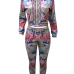 Euramerican Round Neck Printed Polyester Two-piece Pants Set