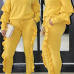 Fashionable Round Neck Ruched Yellow Blending Two-piece Pants Set
