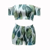 Green Qmilch Shorts Print Bateau Neck Sleeveless Sexy Two Pieces
