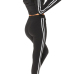 Leisure Dew Shoulder Striped Patchwork Black Polyester Two-piece Pants Set