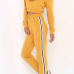 Leisure Hoode Collar Patchwork  Yellow Cotton Two-piece Pants Set