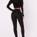 Leisure Long Sleeves Patchwork Black Polyester Two-piece Pants Set
