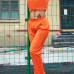 Leisure Round Neck Long Sleeves Letters Printing Orange Blending Two-piece Pants Set